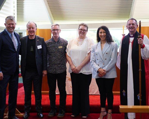Founders' Day 2023 - new Companions honoured Sir Chris Farrelly (second left), Matthew Hodgson and Dawn Miners (new Companion Julianna Leach was unable to attend the ceremony).